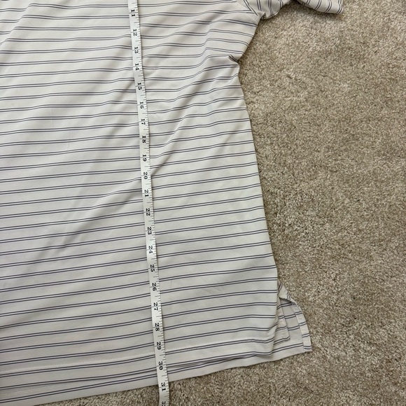 Peter Millar Summer Comfort Golf Performance Polo Shirt L White Blue Pinstipe - Picture 8 of 8